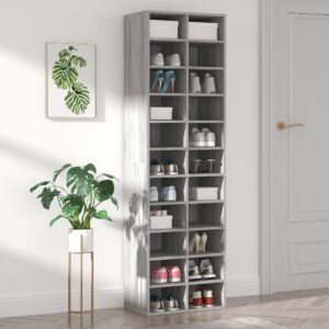 Spacious Grey Sonoma Shoe Cabinet - Engineered Wood Storage Organizer with Shelves