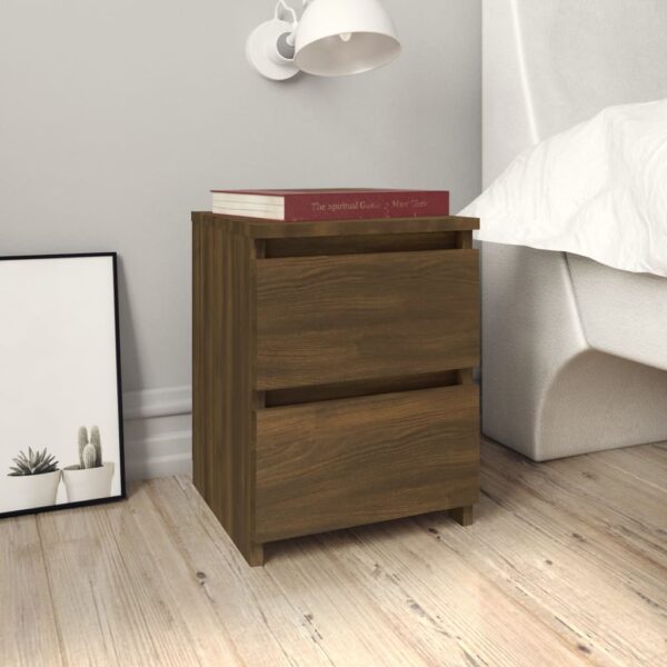 Elegant Brown Oak Bedside Cabinets Set of Two with Smooth Sliding Drawers