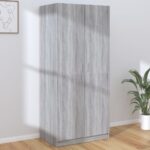 Chic Grey Sonoma Spacious Wardrobe Engineered Wood with Hanging Rod Storage