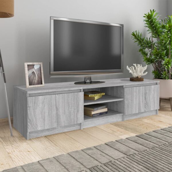 Stylish Grey Sonoma Engineered Wood TV Cabinet Spacious Storage Media Unit