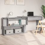 Modern Grey Sonoma Corner Desk Engineered Wood Rotatable with Storage Space