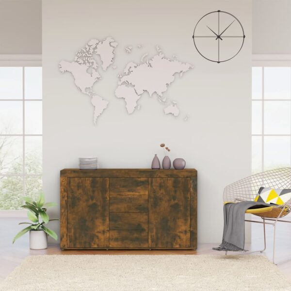 Elegant Smoked Oak Sideboard Cabinet Ample Storage Engineered Wood Chic Design