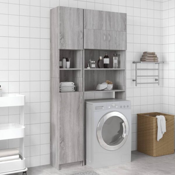 Chic Grey Sonoma Tall Bathroom Cabinet Engineered Wood Moisture Resistant