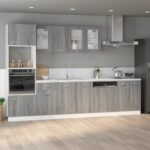 Engineered Wood Kitchen Sink Cabinet Grey Sonoma Spacious Storage Moisture Resistant