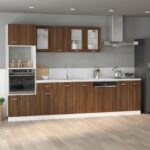 Engineered Wood Kitchen Sink Cabinet Storage Brown Oak Finish Moisture Resistant