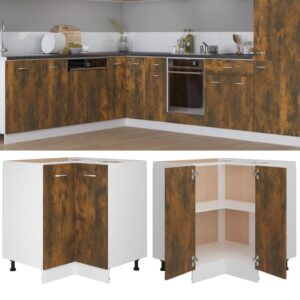 Chic Smoked Oak Kitchen Cabinet - Engineered Wood Spacious Storage Organizer