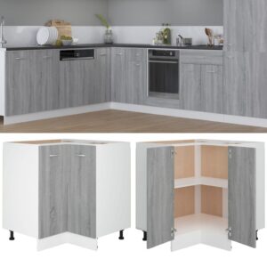 Stylish Grey Sonoma Engineered Wood Kitchen Cabinet Ample Storage Space