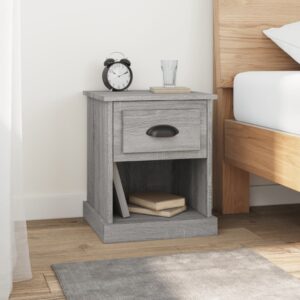 Set of Two Grey Sonoma Bedside Nightstands Engineered Wood with Storage