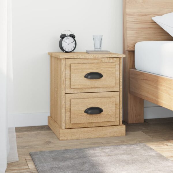 Chic Sonoma Oak Bedside Cabinets Pair with Storage Drawers - Engineered Wood