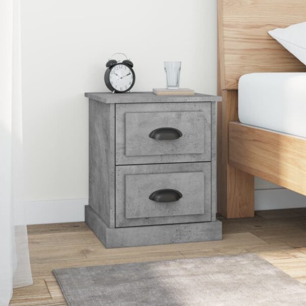 Chic Concrete Grey Bedside Cabinets Twin Set - Engineered Wood Nightstands