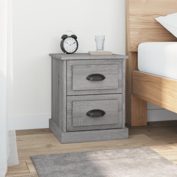 Chic Grey Sonoma Bedside Cabinets Pair Engineered Wood with Storage Drawers