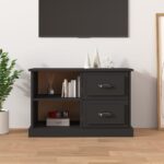 Chic Black TV Stand Cabinet Engineered Wood Media Console with Storage Drawers