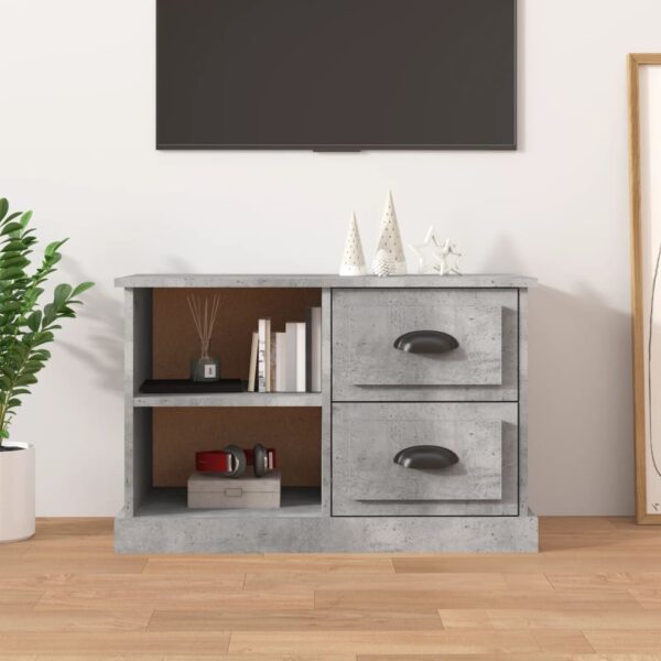 Chic Concrete Grey TV Stand Cabinet Engineered Wood with Storage Drawers