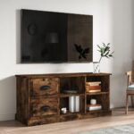 Stylish Smoked Oak TV Stand Cabinet Engineered Wood Ample Storage Display Space