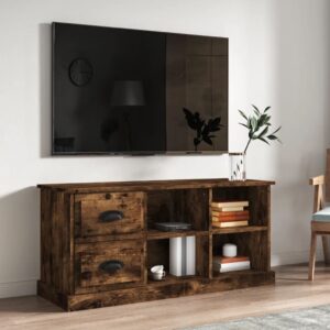 Stylish Smoked Oak TV Stand Cabinet Engineered Wood Ample Storage Display Space