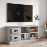 Stylish Grey Sonoma TV Stand Cabinet Engineered Wood with Storage Compartments