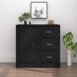 Elegant Black Sideboard Cabinet Ample Storage Display Engineered Wood Stable