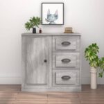 Chic Grey Sonoma Sideboard Engineered Wood Ample Storage Display Surface