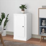 Elegant White Sideboard Cabinet Ample Storage Display Surface Engineered Wood