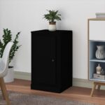 Elegant Black Sideboard Cabinet Ample Storage Moisture Resistant Wood Display