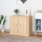 Chic Sonoma Oak Sideboard Set - Engineered Wood Storage Cabinet with Shelves