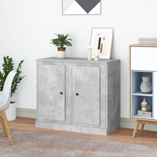 Chic Concrete Grey Sideboards Pair - Engineered Wood Ample Storage Display Top