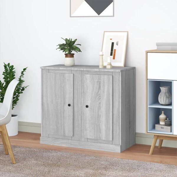 Chic Grey Sonoma Sideboard Set Engineered Wood Ample Storage Display Top