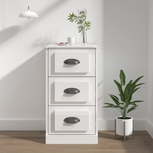 High Gloss White Sideboard Engineered Wood Ample Storage Space Display Top