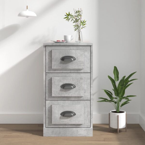 Chic Concrete Grey Sideboard Engineered Wood Ample Storage Display Cabinet