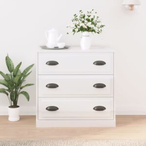 High Gloss White Sideboard Engineered Wood Ample Storage Display Cabinet