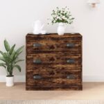 Classic Smoked Oak Sideboard Engineered Wood Ample Storage Display Cabinet