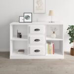 Elegant White Sideboard Cabinet Ample Storage Display Engineered Wood Chic Decor