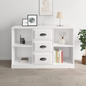 Elegant White Sideboard Cabinet Ample Storage Display Engineered Wood Chic Decor