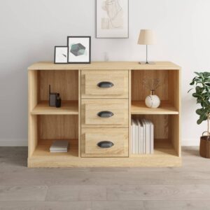 Chic Sonoma Oak Sideboard Engineered Wood Spacious Storage Display Cabinet