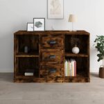 Classic Smoked Oak Sideboard Engineered Wood Ample Storage Display Top Elegant