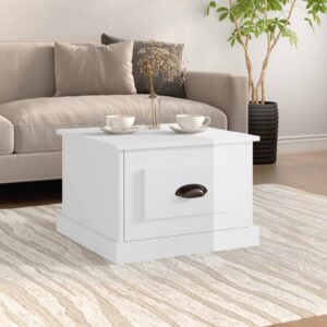 Chic High Gloss White Coffee Table Modern Engineered Wood with Storage Drawer