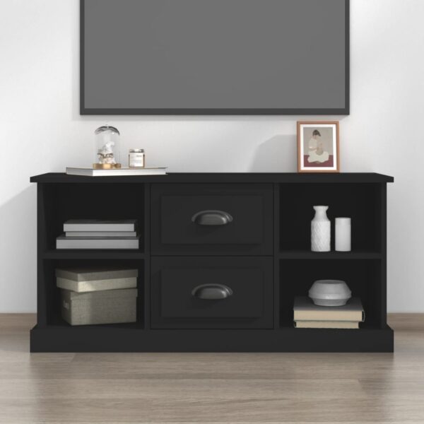 Stylish Black Engineered Wood TV Stand Cabinet with Storage and Drawers