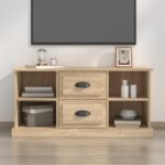 Chic Sonoma Oak TV Cabinet Stand Storage Organizer with Drawers & Shelves