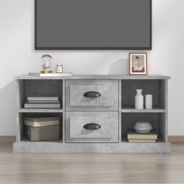 Stylish Concrete Grey TV Stand Cabinet with Storage Drawers & Open Shelves