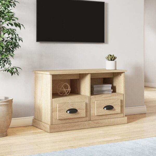 Stylish Sonoma Oak TV Stand Cabinet Engineered Wood with Storage Compartments