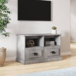 Chic Concrete Grey TV Stand Cabinet Engineered Wood with Storage Drawers