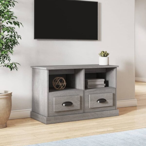 Stylish Grey Sonoma TV Stand Cabinet Engineered Wood with Storage Compartments