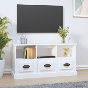 Chic White TV Stand Cabinet Engineered Wood with Storage & Display Space