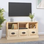 Stylish Sonoma Oak TV Stand Cabinet Engineered Wood with Storage Compartments