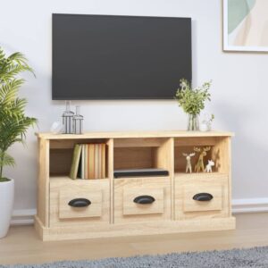 Stylish Sonoma Oak TV Stand Cabinet Engineered Wood with Storage Compartments