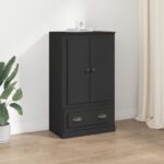 Elegant Black Highboard Chic Engineered Wood Ample Storage Timeless Design