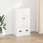 Elegant High Gloss White Highboard Storage Cabinet Chic Engineered Wood Design