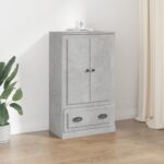 Elegant Concrete Grey Highboard - Chic Engineered Wood Storage Cabinet