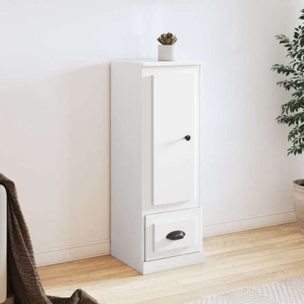 Elegant White Highboard Storage Cabinet Chic Engineered Wood Ample Space Decor