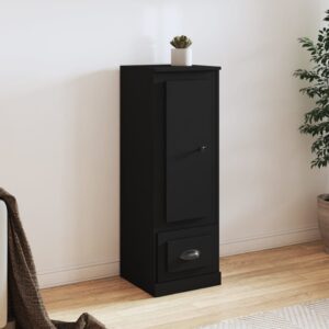 Elegant Black Highboard Engineered Wood Ample Storage Display Cabinet Chic Decor